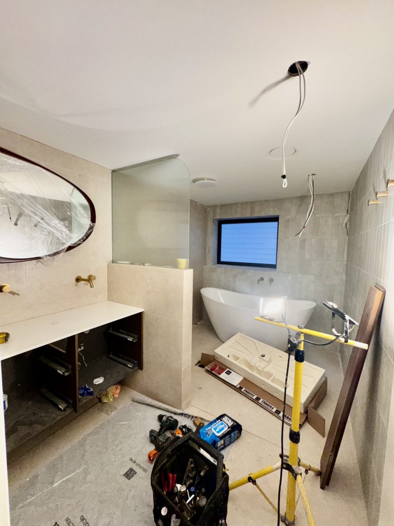 Modern bathroom painting and finishing project in a renovated Enmore character home