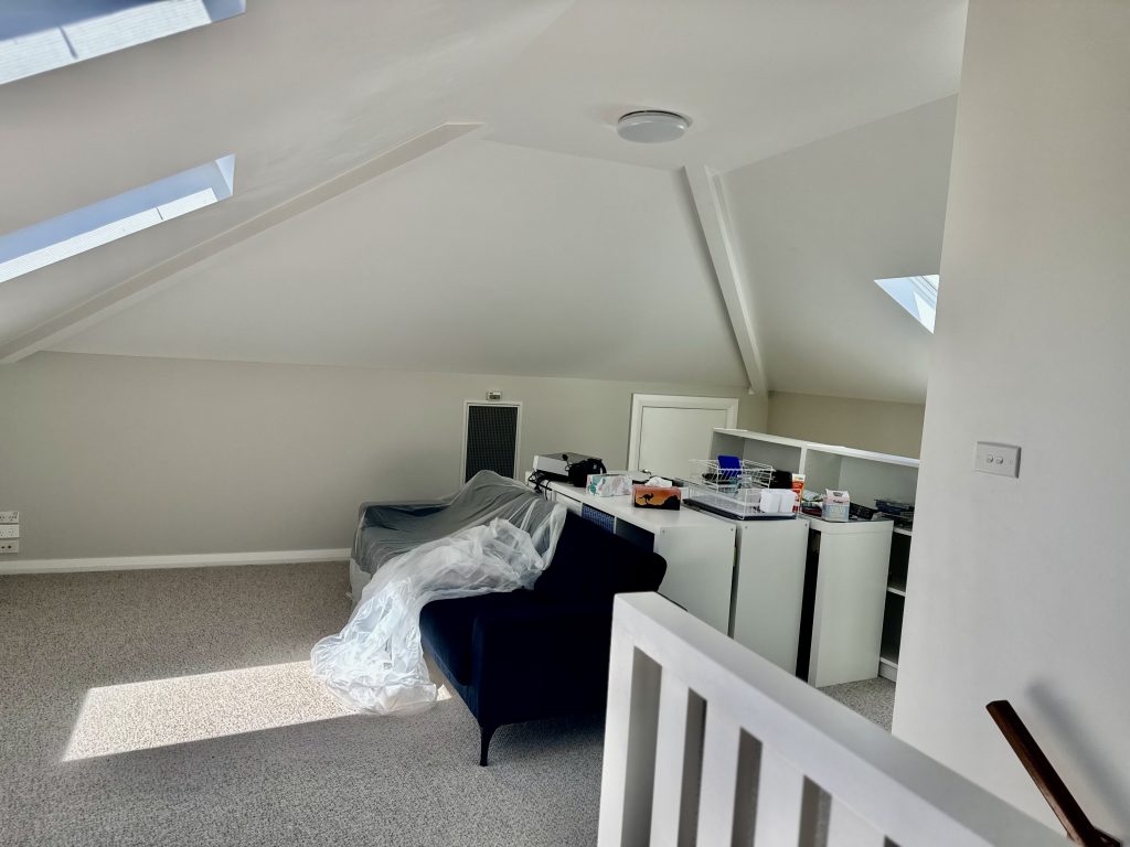 Upper-level room and ceiling painting project in Croydon NSW