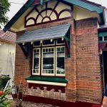 Heritage house facade in Dulwich Hill with restored timber gable, bay window and brickwork