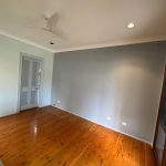Completed bedroom repainting project with fresh wall colours and Dulux low sheen finish in Five Dock NSW