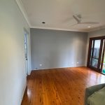 Completed interior living room repainting project with Dulux washable low sheen finish in Five Dock NSW