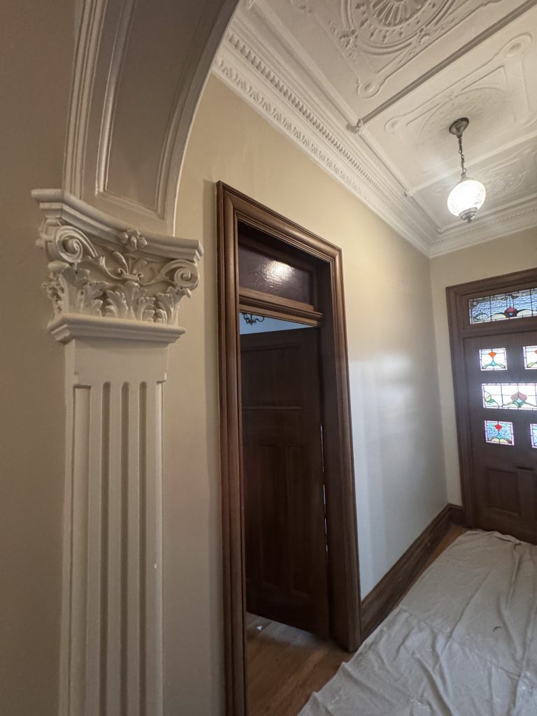 Heritage hallway and decorative plaster restoration project in Hurlstone Park NSW
