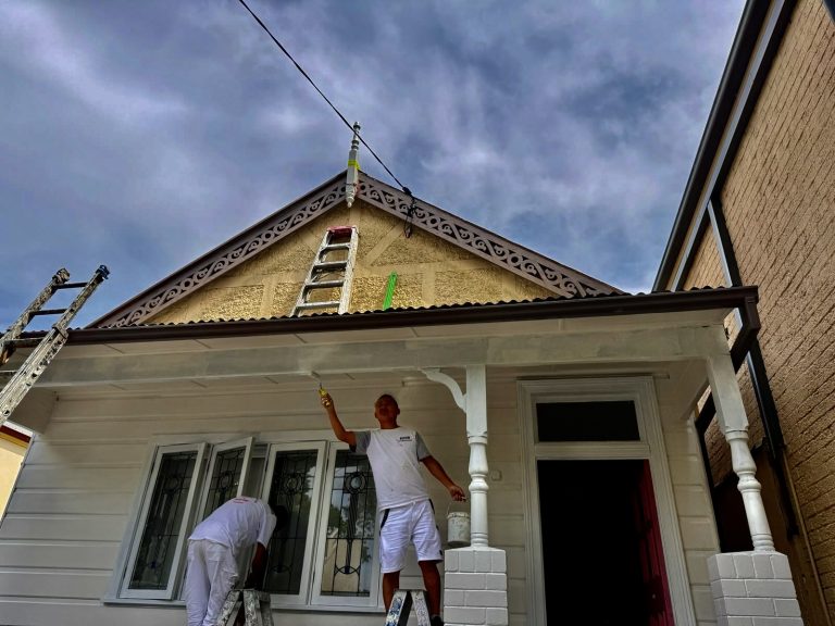 Exterior painting work in progress on heritage home in Evans Street Rozelle