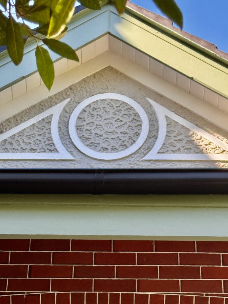 Federation home gable restoration and decorative detail painting in Lewisham NSW