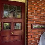 Restored heritage front door with stained glass panels in Haberfield Sydney
