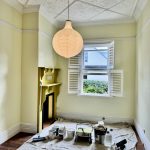 Fresh paint finish with decorative ceiling details in heritage bedroom Summer Hill NSW
