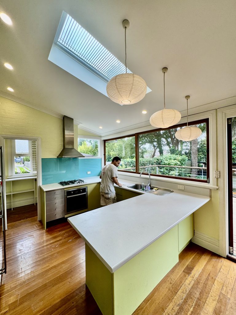 Kitchen and living area painting project in heritage home Summer Hill NSW